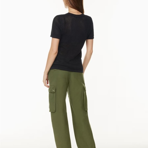 TNA Delamont Sweater Short Sleeve Open Knit Pattern Black Large - Picture 3 of 15